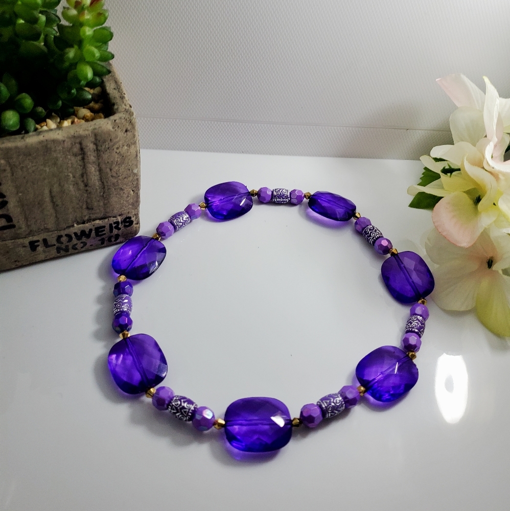 Purple Beaded Choker
